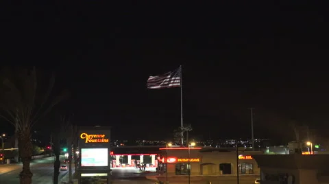 4K: Giant US Flag Waves at Night Against a Black Sky Stock-Footage 63085395