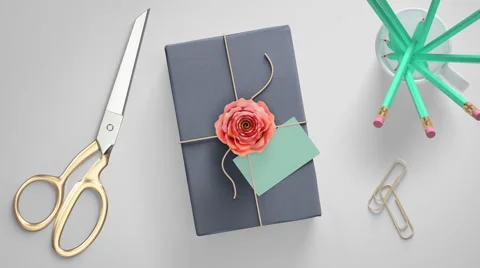 4K - Gift on table top view Video stock 62560478