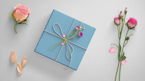 4K - Gift on table top view Stock Footage 62560540