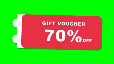 4K Gift Voucher 70 Percent Off Discount Coupon on Green Screen Chroma Key Stock Footage 332842014