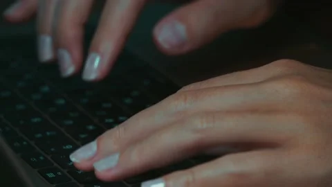 4k. Girl Student Working At A Computer. Close-Up Of Women's Hands Typing  Video stock 139924698