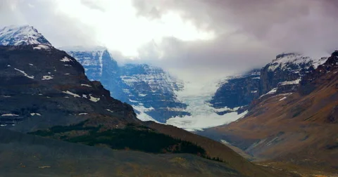 4K Glacier Between Mountain Peaks Stock Footage 41583636