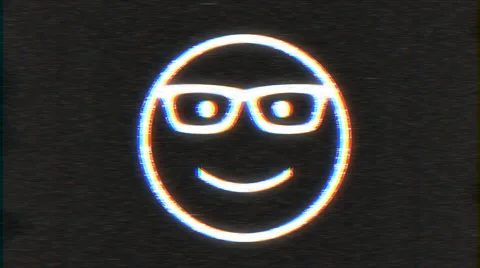 4k - Glasses smiley with VHS effect with distortion Stock Footage 63175318