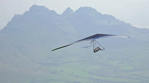 4k glider takes off mountain during paragliding extreme sport Stock-Footage 44190201