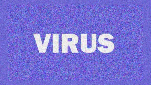 4K. Glitch screen saver with text Virus for news and advertisement on tv. Virus Stock Footage 128125377