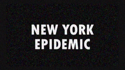 4K. Glitch screen saver with text New York Epidemic for news and advertisement Stock Footage 128586635