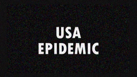 4K. Glitch screen saver with text USA Epidemic for news and advertisement on tv Stock Footage 128588782