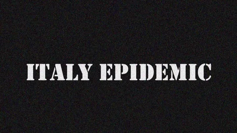 4K. Glitch screen saver with text ITALY Epidemic for news and advertisement on Stock Footage 129230781