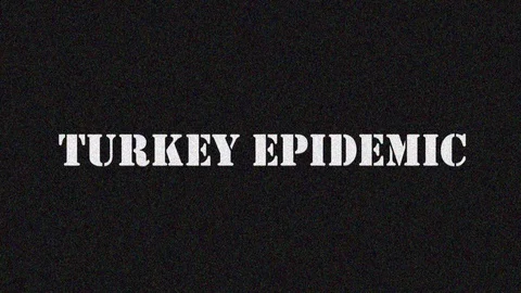 4K. Glitch screen saver with text TURKEY Epidemic for news and advertisement on Stock Footage 129230980