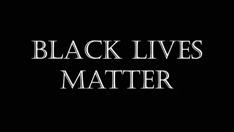 4K. Glitch screen saver with text BLACK LIVES MATTER for news on tv. Protests Stock Footage 132383818