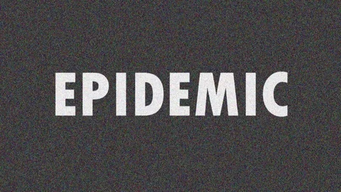 4K. Glitch screen saver with white text EPIDEMIC. Concept for news or medical Stock Footage 129665799