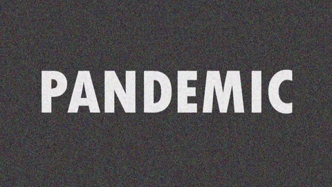 4K. Glitch screen saver with white text PANDEMIC. Concept for news or medical Stock Footage 129665878