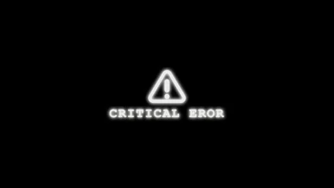 4K glitch white critical error text with warning icon, black background Stock Footage 332150402
