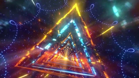 4k Glitter Triangle Tunnel Animation Background Video stock 328545214