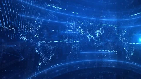 4K Global earth map rotating digital world breaking news Studio Loop Background. Stock Footage 157761429