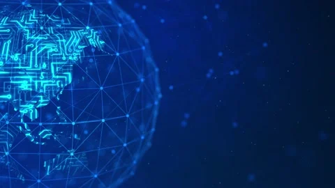 4K Globe earth rotating Blockchain technology with circuit board pattern Network Stock Footage 178601853