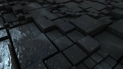 4K Glossy Black Rising Random Tiles No Glow Animated Background V2 Stock Footage 131737164