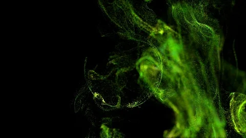 4k glow particles move in liquid flow and stumble upon a force field in the Stock Footage 111487521