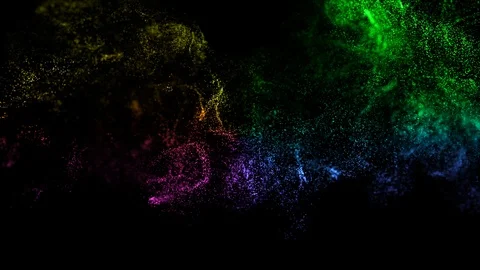 4k glow particles move in a stream of liquid in front of the camera in slow Video stock 105959927