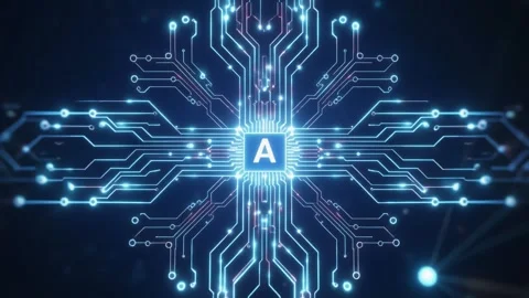 4K Glowing Artificial Intelligence Microprocessor Complex Network Data 库存影片 339269871