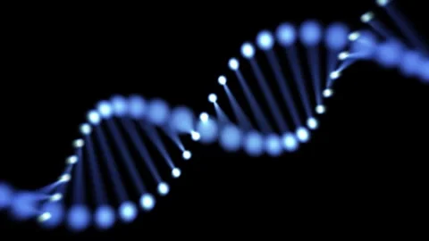 4K Glowing Blue DNA Double Helix Animation Molecular Structure Vídeo Stock 334432136