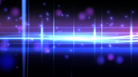 4k glowing blue light lines were bokeh bubbles floating motion background Stock Footage 262758381