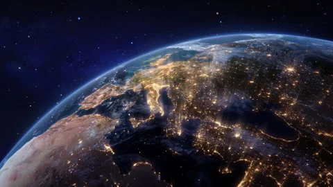 4K Glowing Earth from Space with Light Beams. Some of the material is from N Stock-Footage 302444058