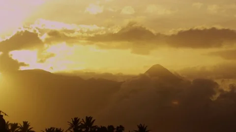 4K: Glowing Evening Sunset in Tropical Destination Stock Footage 72686861
