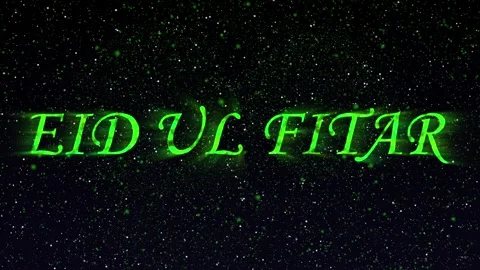 4K Glowing Green Eid Ul Fitr Fireworks Text Animation Stock Footage 340466335