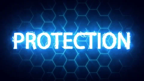4K glowing hexagon pattern. Protection  sign concept. Neon light text. Seamless Stock Footage 112235755
