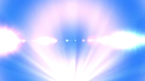4k glowing lights strips with light rays rotating sky background Video stock 263399829