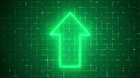 4K Glowing Neon Arrow on a Grid Background. Stock Footage 346681434