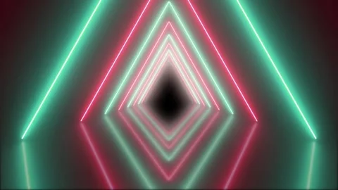 4K Glowing neon triangle abstract background Stock Footage 309696283