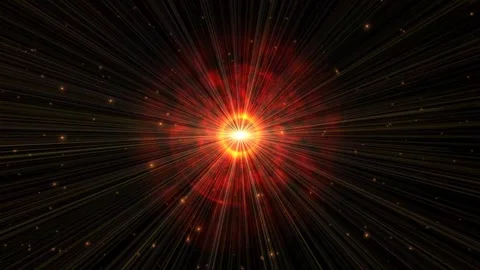 4k glowing red planet in space emitting shiny particles motion background Stock Footage 262758413