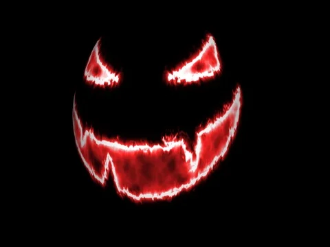 4k glowing scary halloween 3D pumpkin face animation loop background Stock Footage