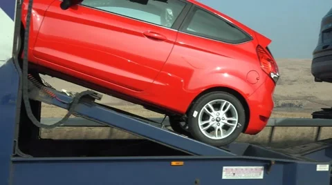 4k Going Past a lorry full of new cars from a manufacturing plant, M62 Motorway Stock Footage 48204470