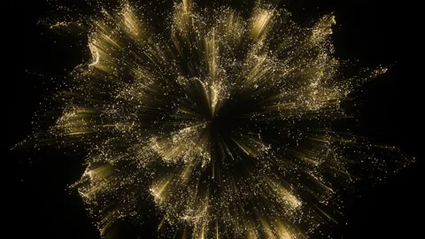 4K Gold Explosion effect. Festive Fireworks. Isolated on black background. Stock Footage 304216163