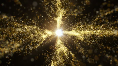 4K Gold Explosion effect. Festive Fireworks. Isolated on black background. Stock Footage 304216432