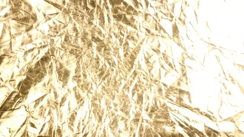 4K Gold foil background waving in the wind crinkle floating sheet flag  Stock Footage 88273484