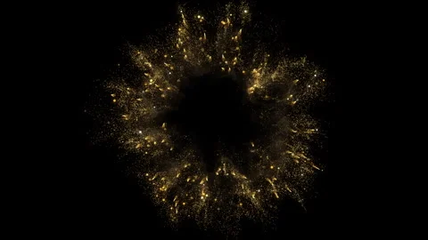 4k Gold Particles Explosion. Motion Background. Golden glitter particle. Stock Footage 304219260