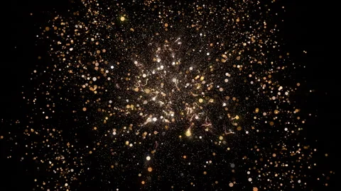 4k Gold Particles Explosion. Motion Background. Golden glitter particle. Stock Footage 304219479