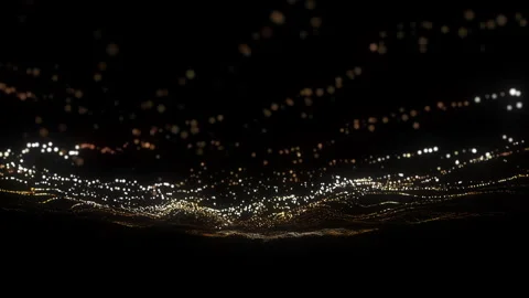 4k Gold Particles Way. Motion Background. Golden glitter particle Stock Footage 256975558