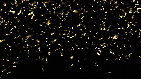4K golden confetti falling on black background Stock Footage 216566451