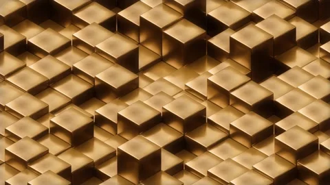 4K Golden Cubes Animation, Random Moving Blocks, Looping 3D Background Stock Footage 306768916