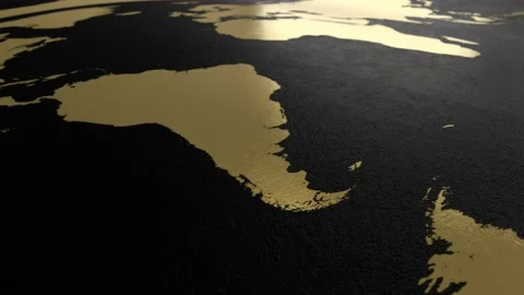 4k Golden earth map wave on matte black, Deep dark background Stock Footage 130838264