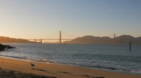 4K Golden Gate Bridge and Beach on CLEAR DAY! Stock Footage 44346318