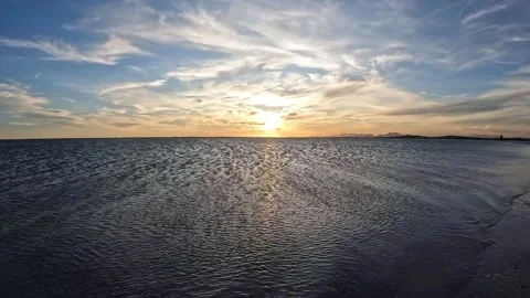 4K Golden Hour Sunset over Arubinha Lagoon in Arraial do Cabo, Brazil Stock Footage 340407771