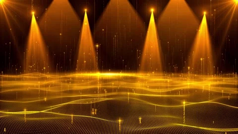 4K Golden Particle light spot flashing award party stage background. party Vídeo Stock 246459464