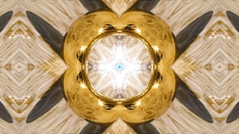 4K Golden Ring Fractal Mandala Loop | Luxury Sacred Geometry Abstract Visual Stock Footage 320185953