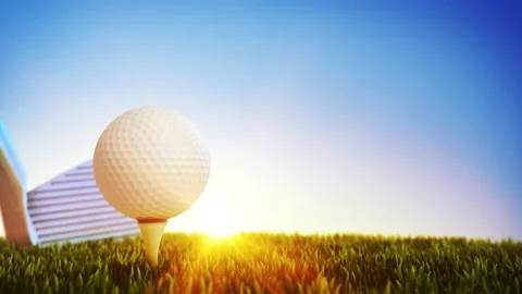 4K  Golf Ball  Driver golf ball Swing field, sun, grass field slow motion Stock Footage 150661530